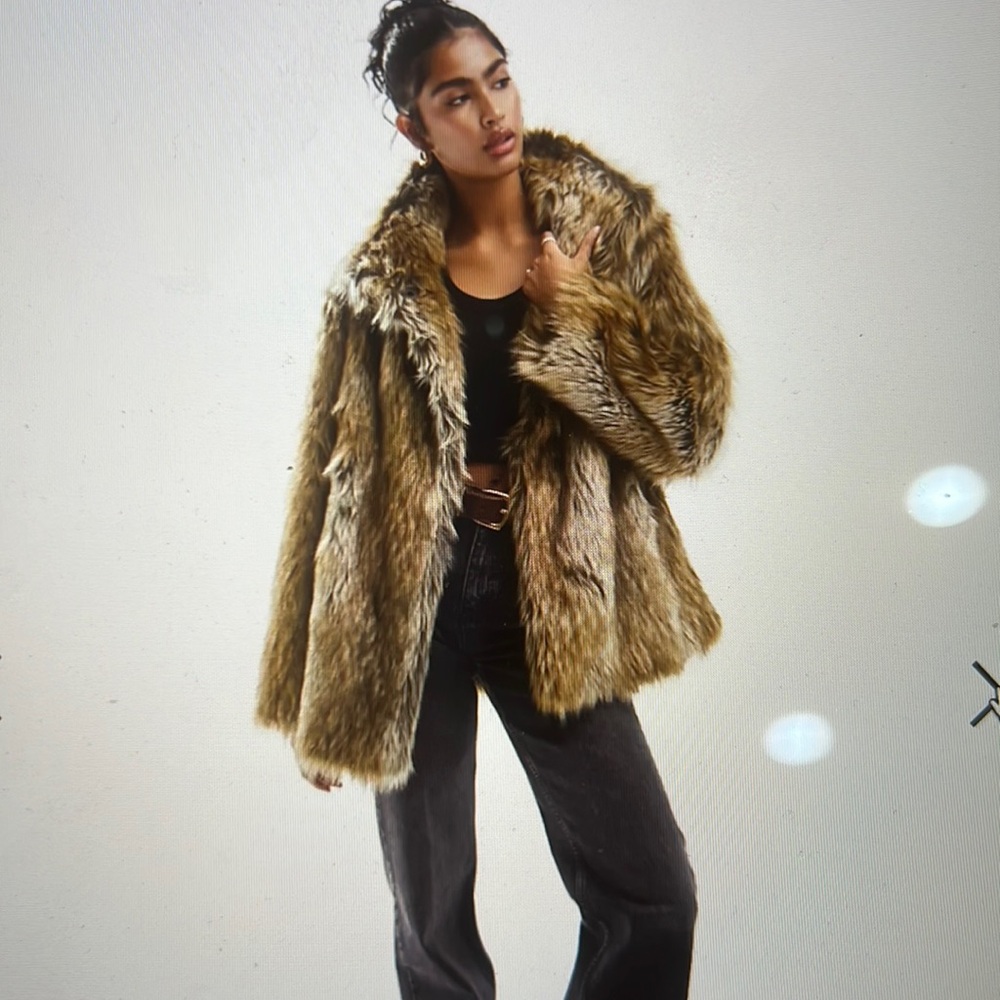 Asos Design tipped faux fur jacket on brown